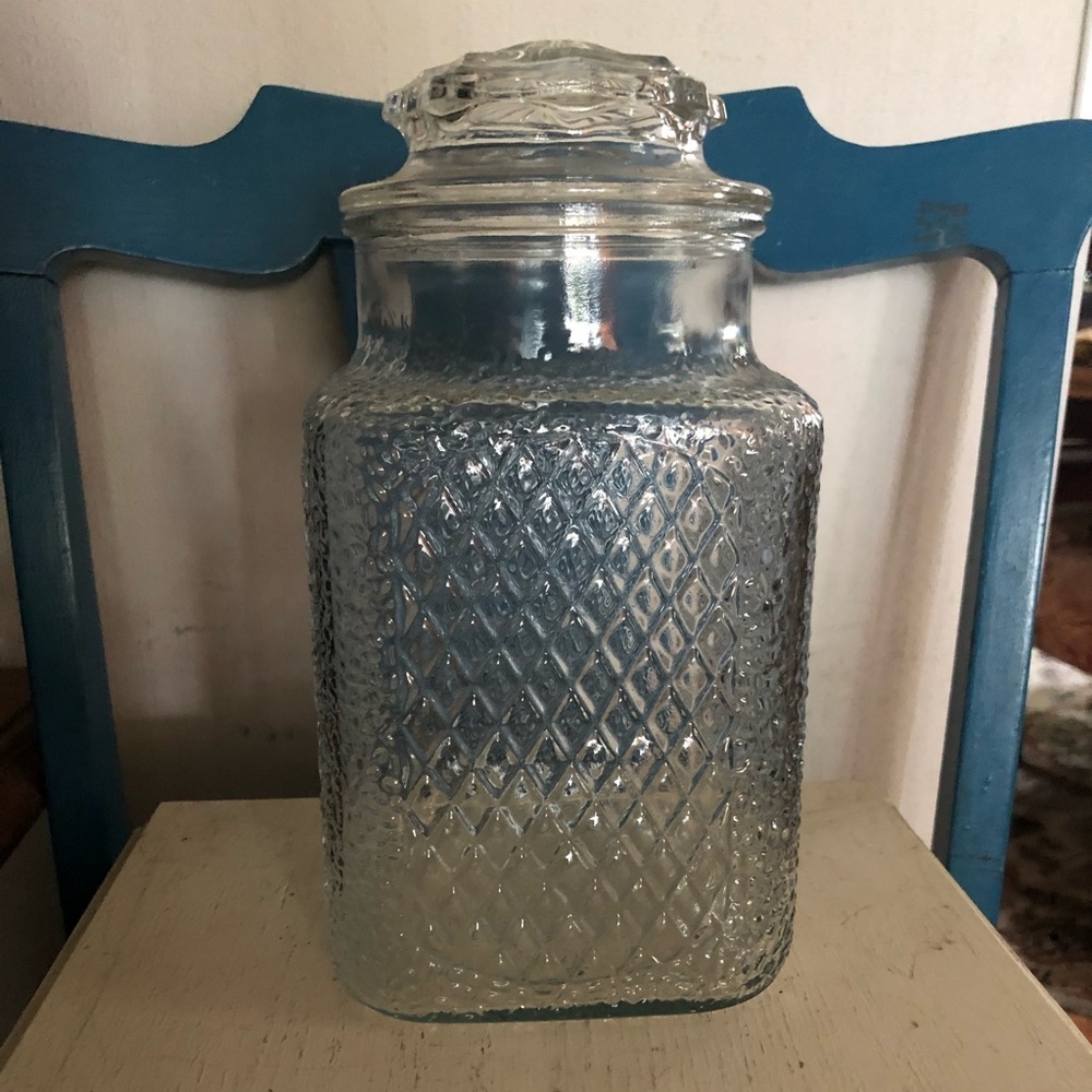 Vintage Diamond Cut Glass Storage Canister